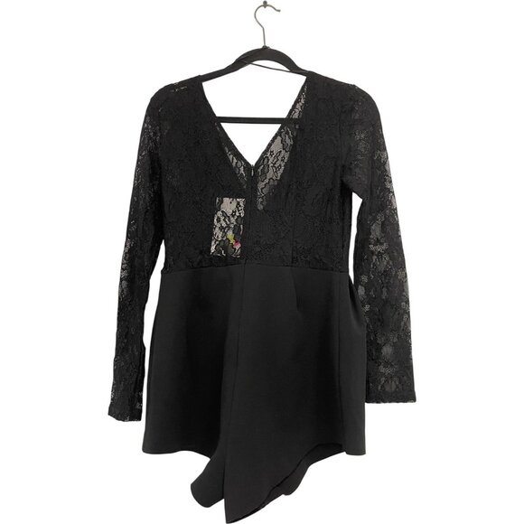 Zara Womens Lace Combination Jumpsuit Romper M Medium Black Tie 4813/842 NWT - Picture 4 of 15